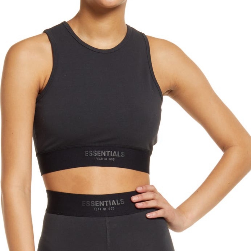 Fear of God ESSENTIALS Black Cropped Tank Top